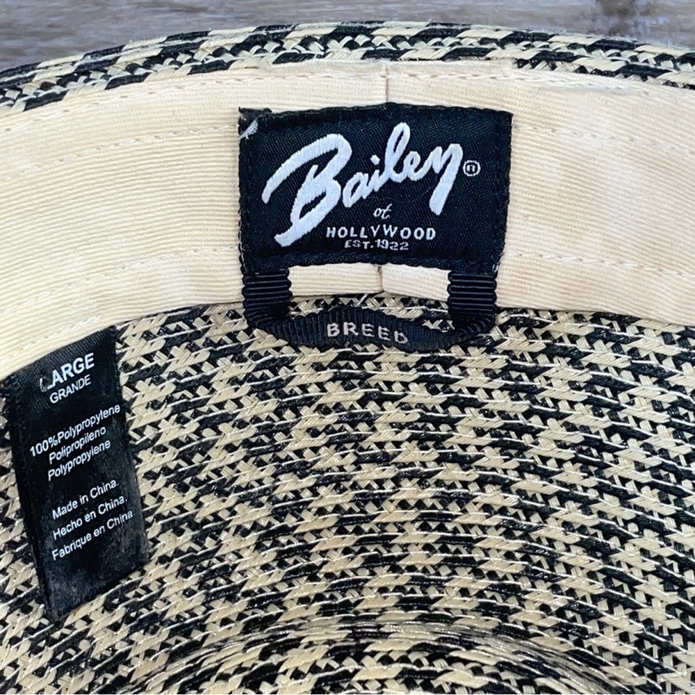 Bailey of Hollywood BREED Men's Braided Fedora Hat Black/Tan What's on Your Mind - Picture 8 of 9